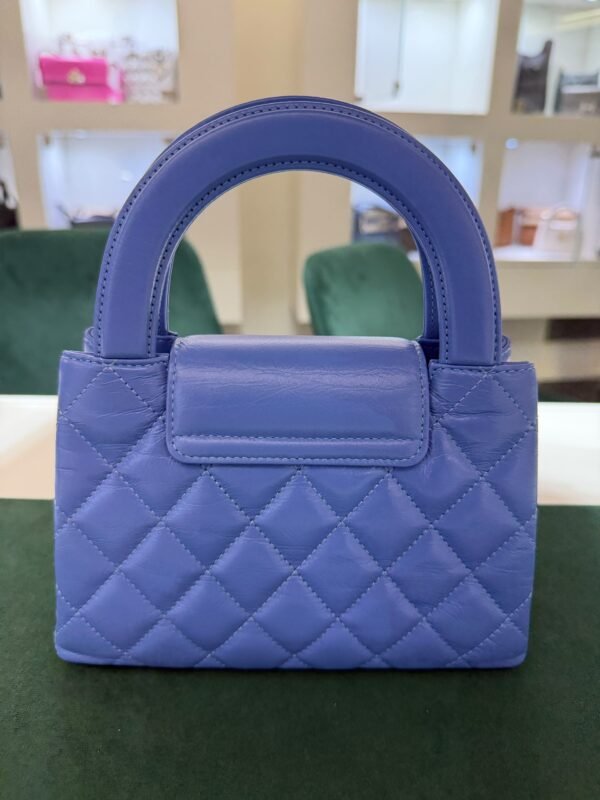 CHANEL Mini Kelly ( Mini Shopping Bag Kelly ) colore blu Pelle di Vitello Hardware Oro del 2024 Full Set