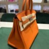Herm&egrave;s Birkin 25 retourne veau togo colore Orange( arancio ) stampa G NUOVA 2026 hardware Palladio full set con scontrino ufficiale Herm&egrave;s
