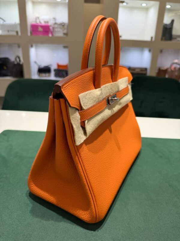 Herm&egrave;s Birkin 25 retourne veau togo colore Orange( arancio ) stampa G NUOVA 2026 hardware Palladio full set con scontrino ufficiale Herm&egrave;s