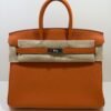 Herm&egrave;s Birkin 25 retourne veau togo colore Orange( arancio ) stampa G NUOVA 2026 hardware Palladio full set con scontrino ufficiale Herm&egrave;s