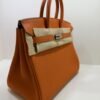 Herm&egrave;s Birkin 25 retourne veau togo colore Orange( arancio ) stampa G NUOVA 2026 hardware Palladio full set con scontrino ufficiale Herm&egrave;s