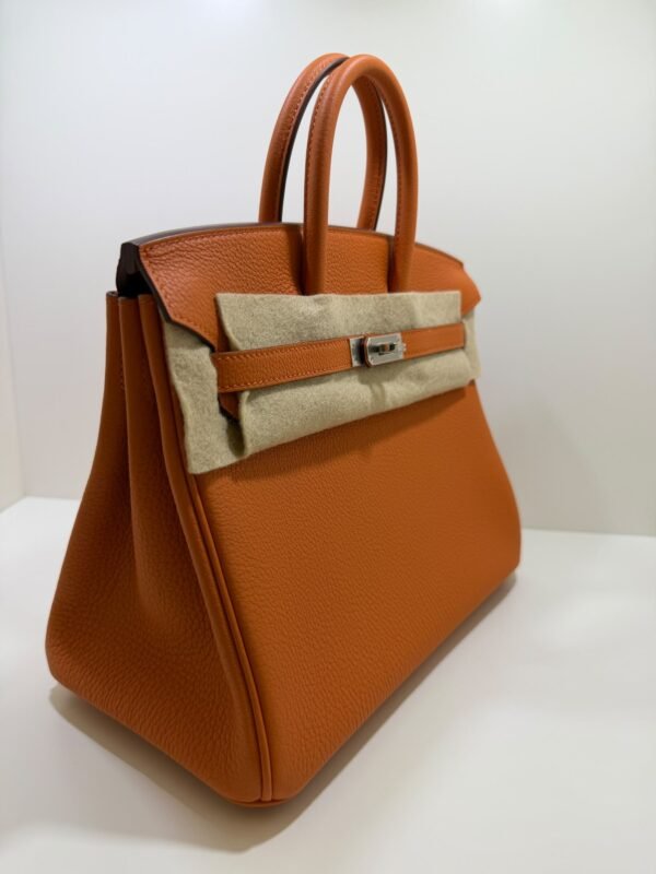 Herm&egrave;s Birkin 25 retourne veau togo colore Orange( arancio ) stampa G NUOVA 2026 hardware Palladio full set con scontrino ufficiale Herm&egrave;s