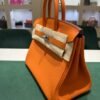 Herm&egrave;s Birkin 25 retourne veau togo colore Orange( arancio ) stampa G NUOVA 2026 hardware Palladio full set con scontrino ufficiale Herm&egrave;s