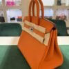 Herm&egrave;s Birkin 25 retourne veau togo colore Orange( arancio ) stampa G NUOVA 2026 hardware Palladio full set con scontrino ufficiale Herm&egrave;s