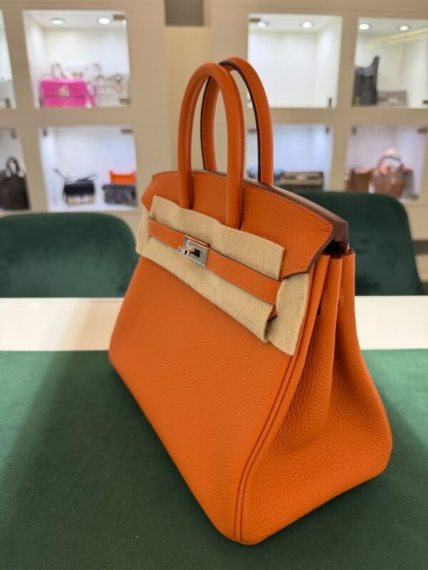 Herm&egrave;s Birkin 25 retourne veau togo colore Orange( arancio ) stampa G NUOVA 2026 hardware Palladio full set con scontrino ufficiale Herm&egrave;s